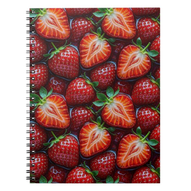 Juicy Fresh Red Strawberries Summer Fruit Pattern Anteckningsbok (Framsidan)