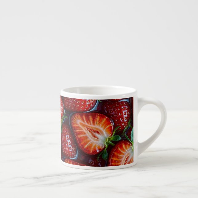 Juicy Fresh Red Strawberries Summer Fruit Pattern Espressomugg (Höger)