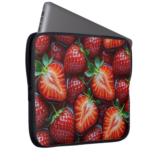 Juicy Fresh Red Strawberries Summer Fruit Pattern Laptop Fodral (Framsidan Höger)