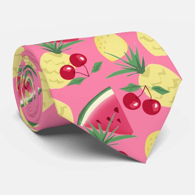 Juicy fruits på en rosa-röd bakgrund. slips (Rullad)