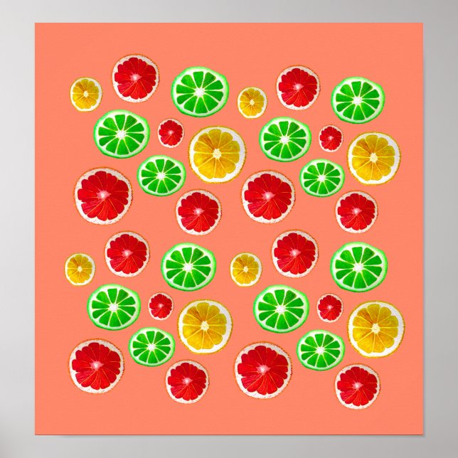 Juicy Frukt färglös fruktiga mönster Poster (Framsidan)