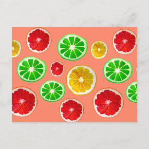 Juicy Fruktcitrus mönster Vykort