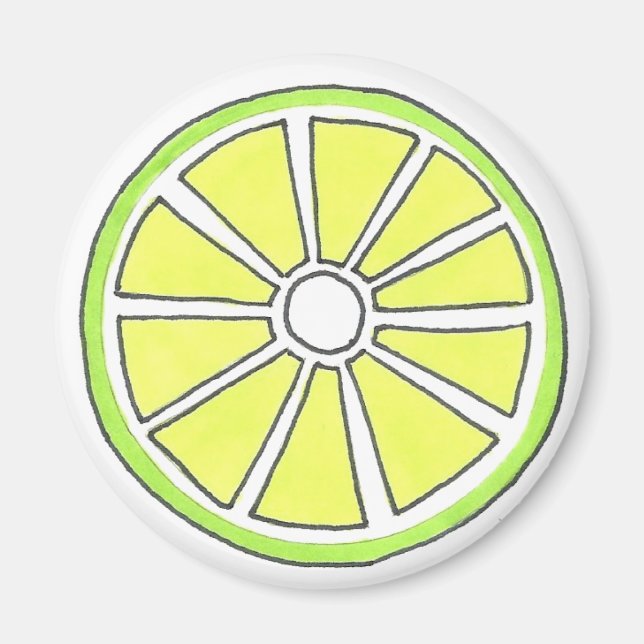 Juicy Grönt Lime Citrus Fruit Slice Magnet (Framsidan)