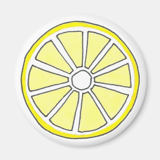 Juicy Gult Lemon Citrus Fruit Slice Magnet (Framsidan)