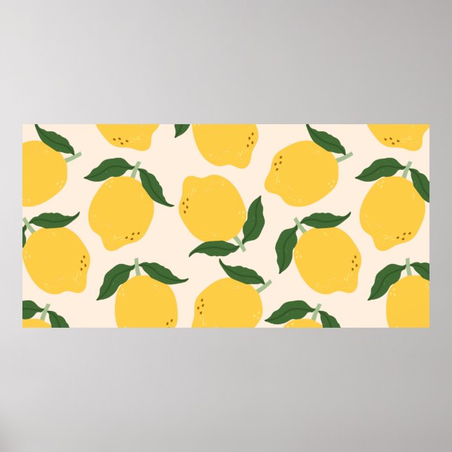 Juicy gult Lemons, grönt löv. Frisk päls Poster (Framsidan)