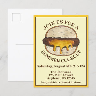 Juicy Jucy Lucy Minneapolis Minnesota Cheeseburger Inbjudan Vykort