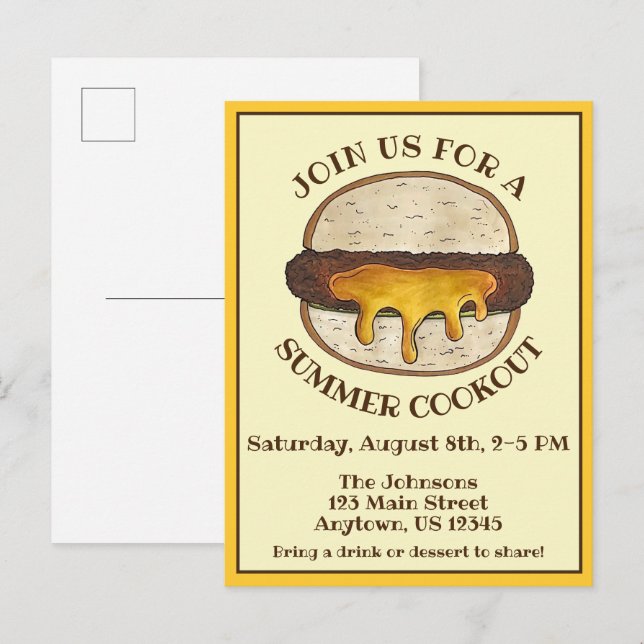 Juicy Jucy Lucy Minneapolis Minnesota Cheeseburger Inbjudan Vykort (Fram/baksida)