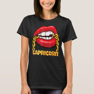 Juicy Läppar Guld chain Capricorn Zodiac-tecken T Shirt