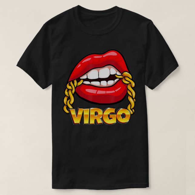 Juicy Läppar Guld chain Våg Zodiac-tecken T Shirt (Design framsida)