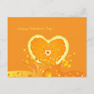 Juicy Orange Heart Valentine Day Postcard Helg Vykort