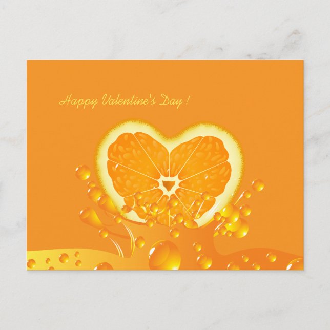 Juicy Orange Heart Valentine Day Postcard Helg Vykort (Framsida)