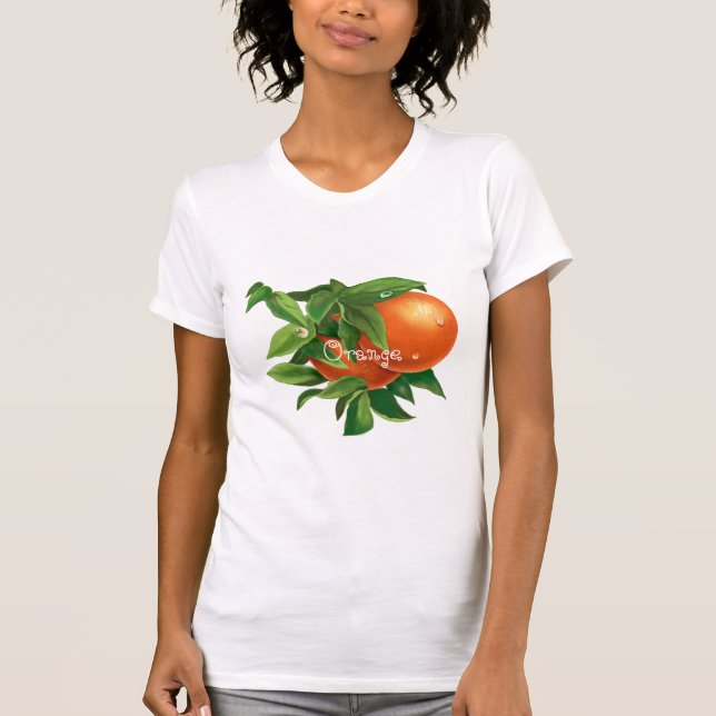 Juicy orange orange med droppar av vatten t shirt (Framsida)