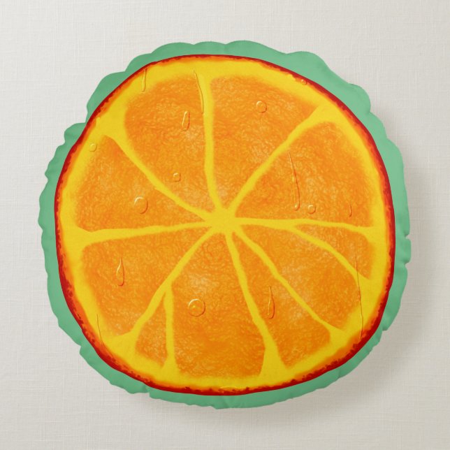 Juicy Orange Slice Anpassningsbar Round Dekorativ  Rund Kudde (Framsidan)