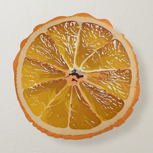 Juicy orange slice - roligt rund kudde (Baksidan)