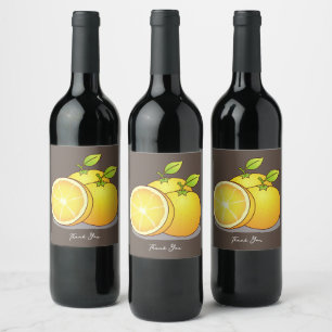 Juicy Oranges fruskonst Vinflaska Etikett