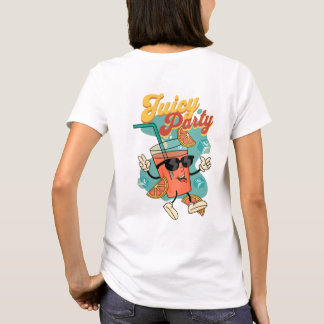 Juicy Party Vibes - Retro Tecknad Drink Mascot Tee