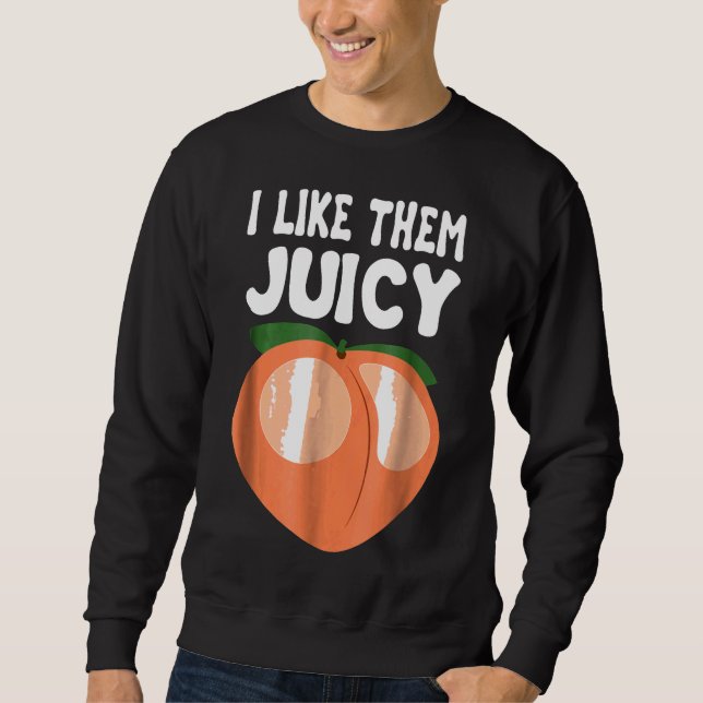 Juicy Peach Nectarines Apricots Fruit Basket Lång Ärmad Tröja (Framsida)