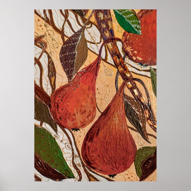 Juicy pear Fruit Botany Poster (Framsidan)