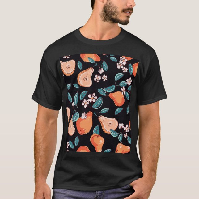 Juicy pears: handdragen frukt mönster. t shirt (Framsida)