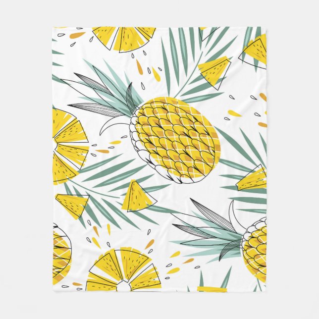 Juicy pineapples: bright vintage mönster. fleecefilt (Framsidan)