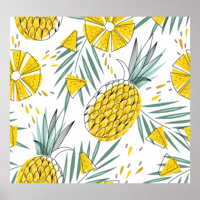 Juicy pineapples: bright vintage mönster. poster (Framsidan)