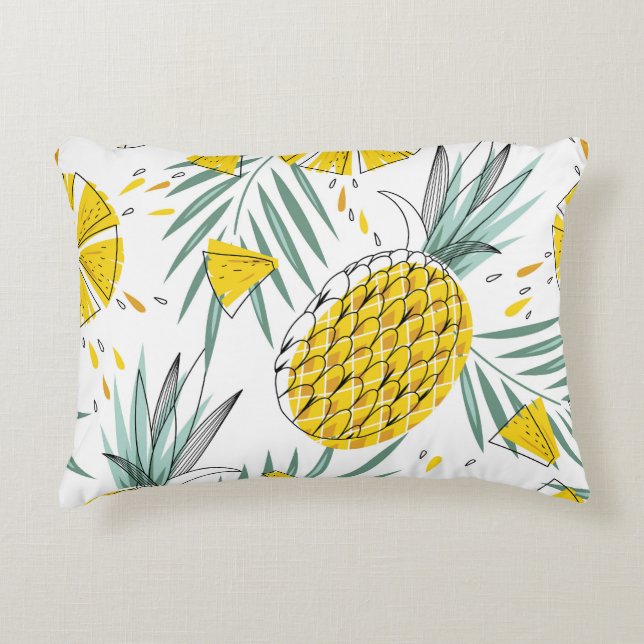 Juicy pineapples: bright vintage mönster. prydnadskudde (Framsidan)