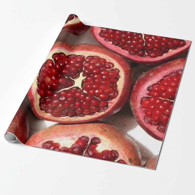 Juicy Pomegranate Fruit Presentpapper (Utrullad)