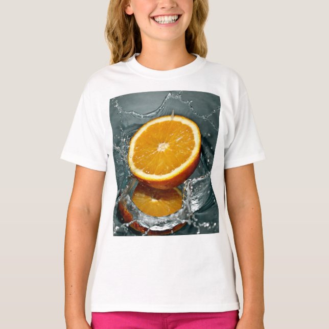 Juicy-positiv orange för vitaminhumör t shirt (Framsida)
