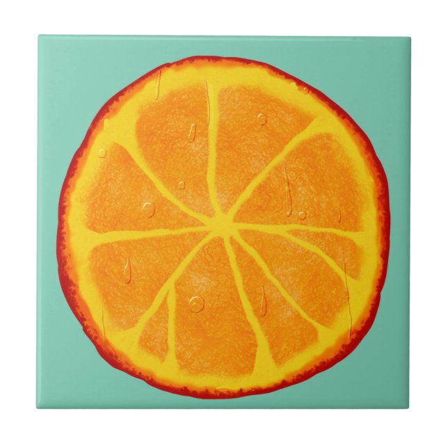 Juicy Realistic Orange Slice Kakelplatta (Framsidan)
