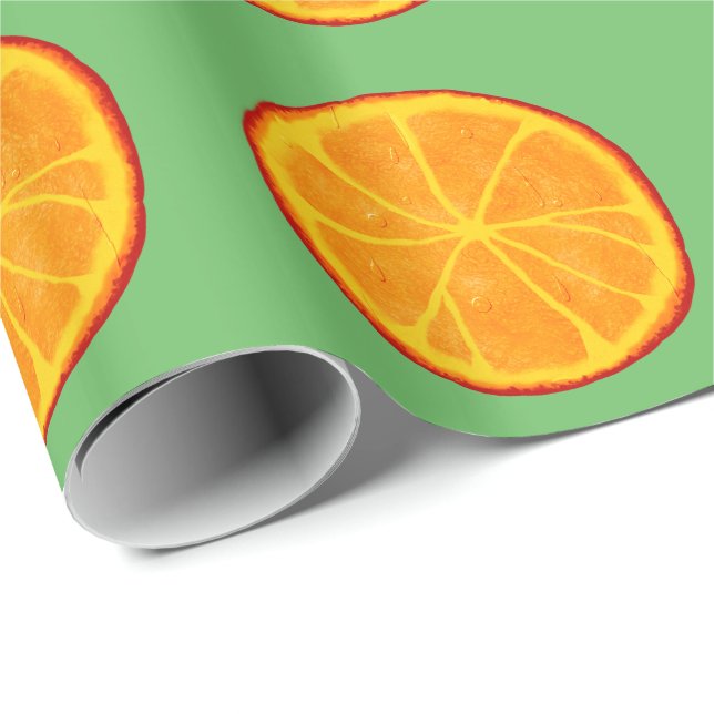 Juicy Realistic Orange Slices Presentpapper (Rullad Hörn)