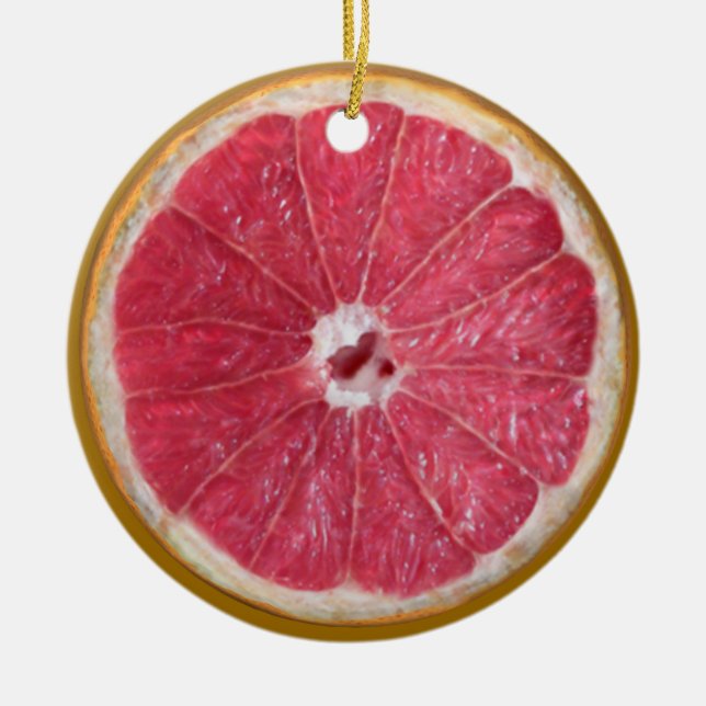 Juicy Red Grapefruit Julgransprydnad Keramik (Framsidan)