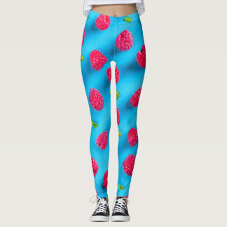 JUICY RED LYCHEE ON BLUE BACKGROUND LEGGINGS