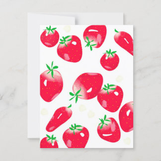 Juicy Red Strawbär Postcard (Vit) Vykort