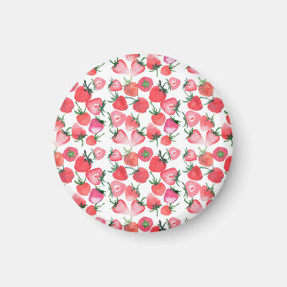 Juicy Red Strawbär Watercolor Mönster Magnet