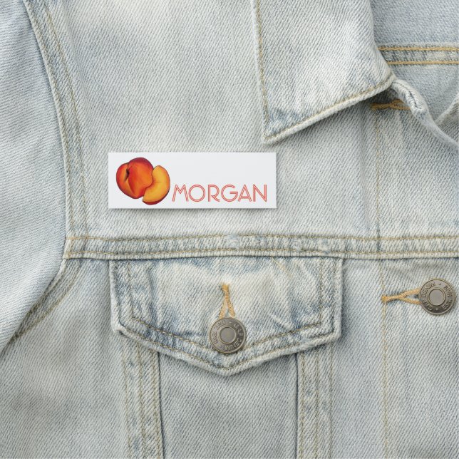 Juicy Ripe Summer Peach Georgia Peacher Fruit Namnbricka (På plats)