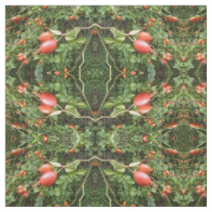 Juicy Röd ros Hips Patterned Fabric Tyg