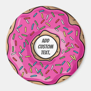 Juicy Rosa Sprinkled Donut Anpassningsbar Text Magnet