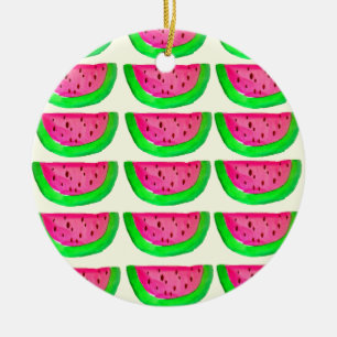 Juicy rosa vattenmelon Frukt mönster på citon Julgransprydnad Keramik