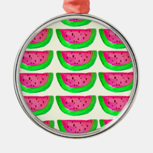 Juicy rosa vattenmelon Frukt mönster på citon Julgransprydnad Metall