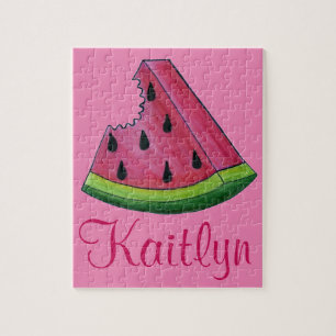 Juicy Rosa Watermelon Fruit Melon Slice Child's Pussel