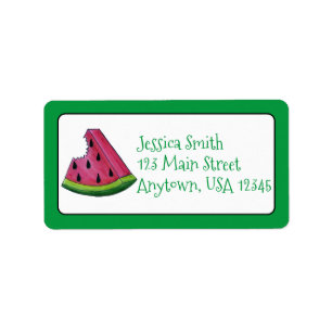 Juicy Rosa Watermelon Fruktig Fruit Slice Adress Adressetikett