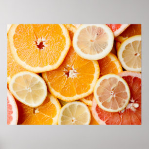 Juicy Sliced Citrus Fruits Poster