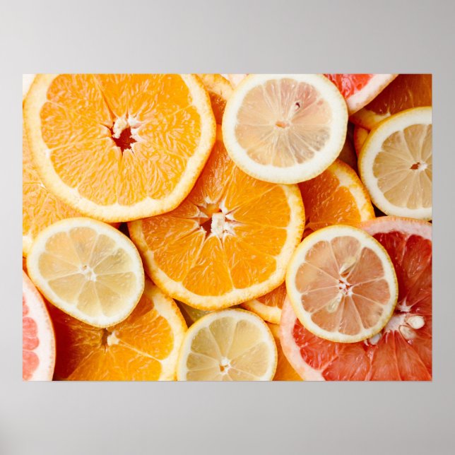 Juicy Sliced Citrus Fruits Poster (Framsidan)