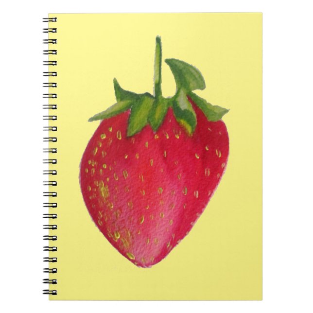 Juicy Strawberry frukts vattencolor makroart Anteckningsbok Med Spiral (Framsidan)