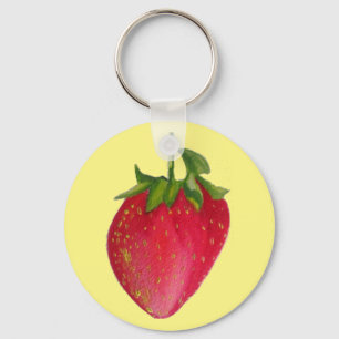 Juicy Strawberry frukts vattencolor makroart Nyckelring
