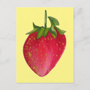 Juicy Strawberry frukts vattencolor makroart Vykort