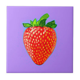 Juicy Strawberry in Pop Art Stil Kakelplatta