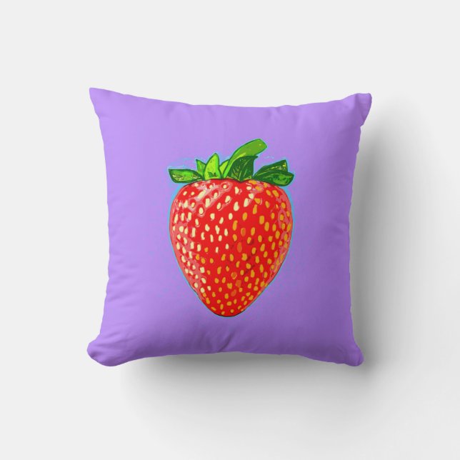 Juicy Strawberry in Pop Art Stil Kudde (Framsida)