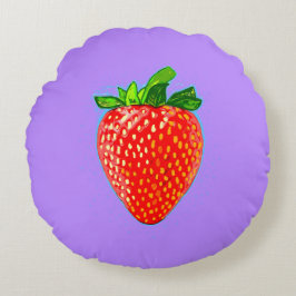 Juicy Strawberry in Pop Art Stil Rund Kudde