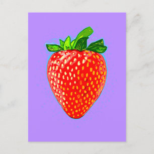Juicy Strawberry in Pop Art Stil Vykort